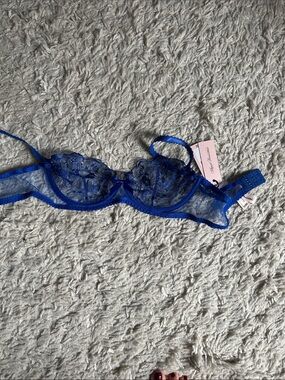 Agent Provocateur Sheer Lace Underwire Bra in Royal Blue